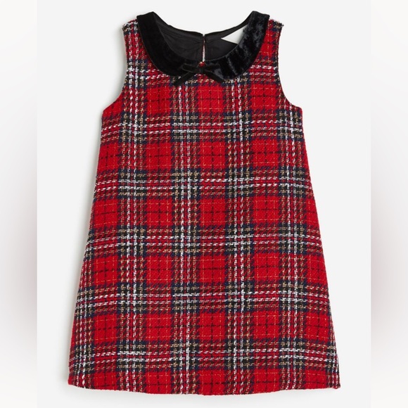 Tweed Style Dress with Peter Pan Neck - Picture 3 of 4